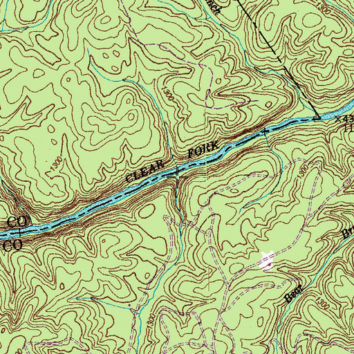 Topographic Map of Sebands Branch, TN