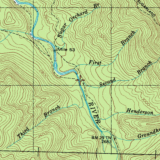 Topographic Map of Second Branch, TN