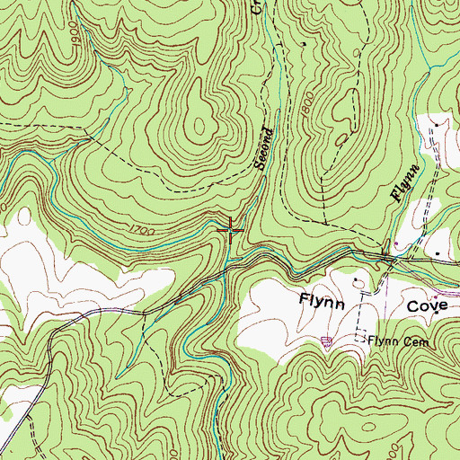 Topographic Map of Second Creek, TN