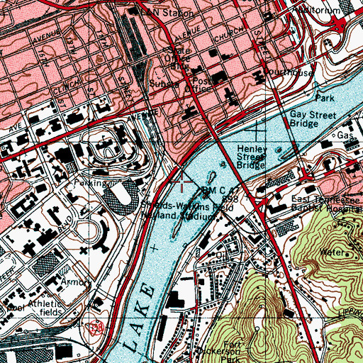 Topographic Map of Second Creek, TN