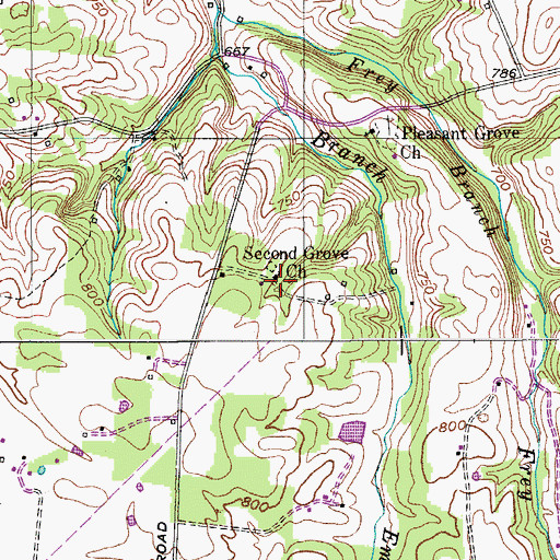 Topographic Map of Second Grove Church, TN