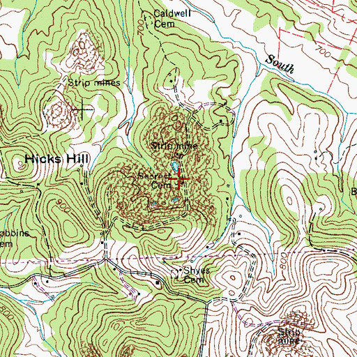 Topographic Map of Secrest Cemetery, TN