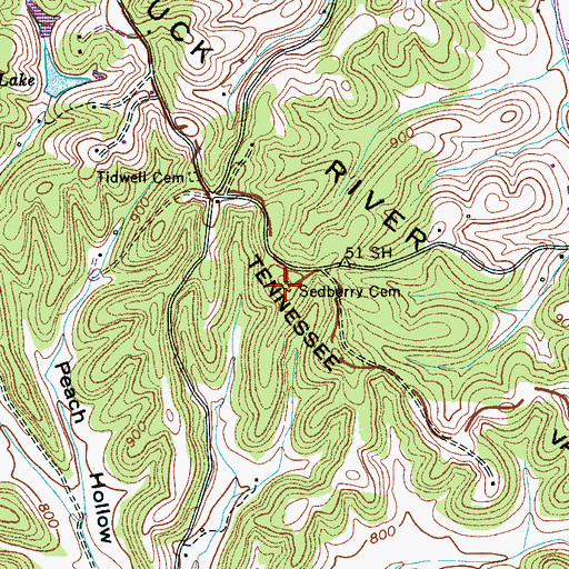 Topographic Map of Sedberry Cemetery, TN