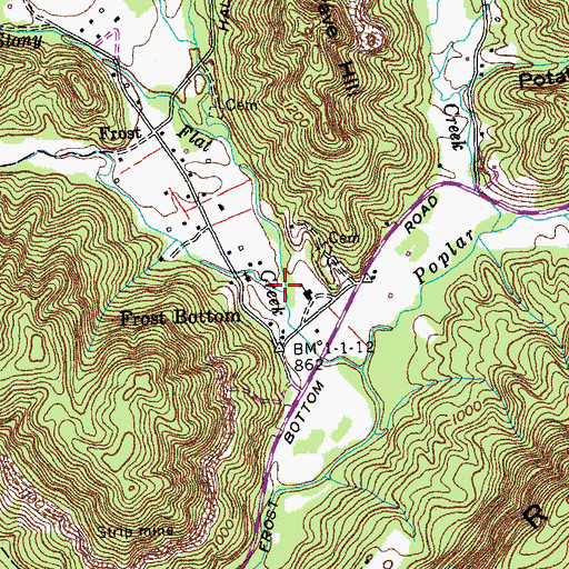 Topographic Map of Seeber Creek, TN
