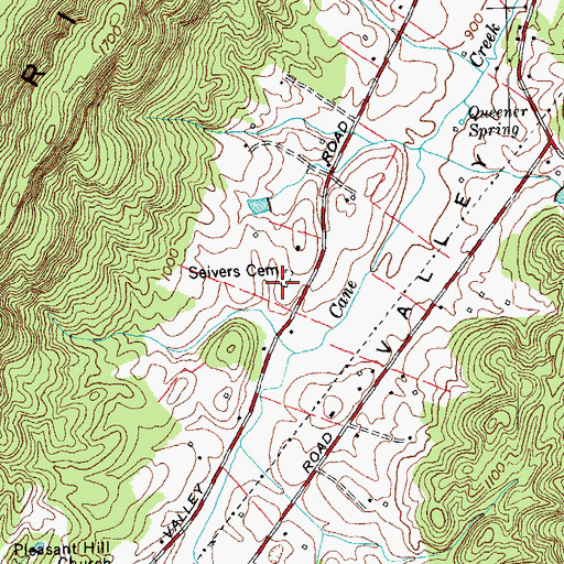 Topographic Map of Seivers Cemetery, TN