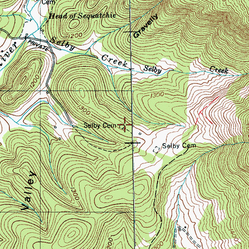 Topographic Map of Selby Cemetery, TN