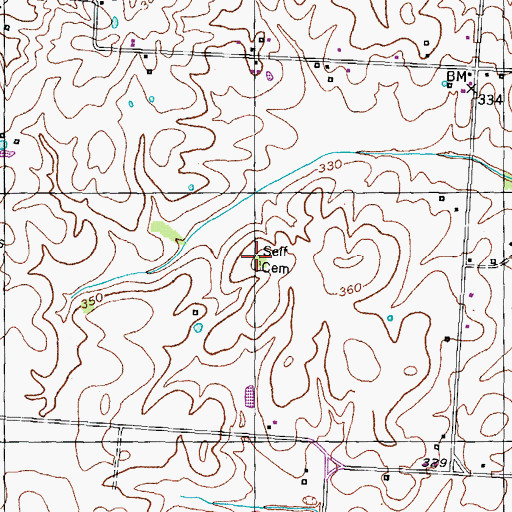Topographic Map of Self Cemetery, TN