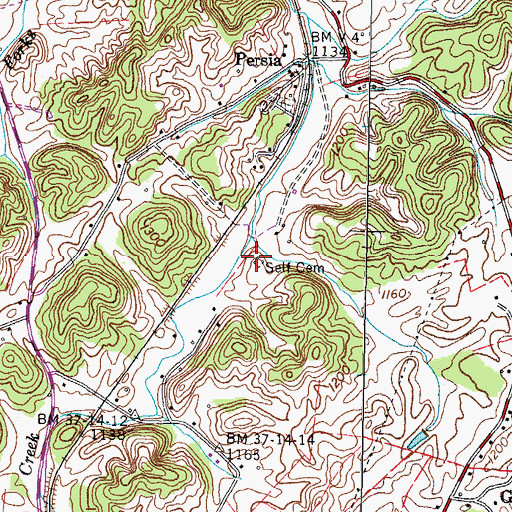 Topographic Map of Self Cemetery, TN