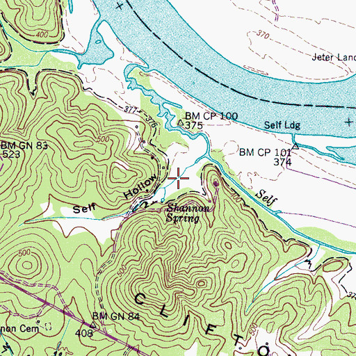 Topographic Map of Self Hollow, TN