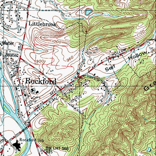 Topographic Map of Self Hollow, TN