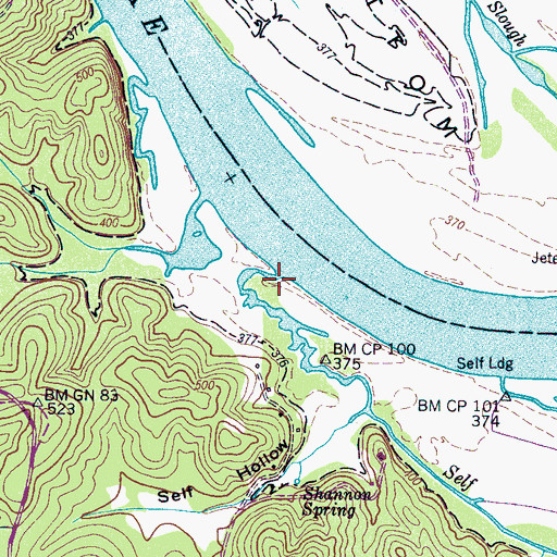 Topographic Map of Self Slough, TN
