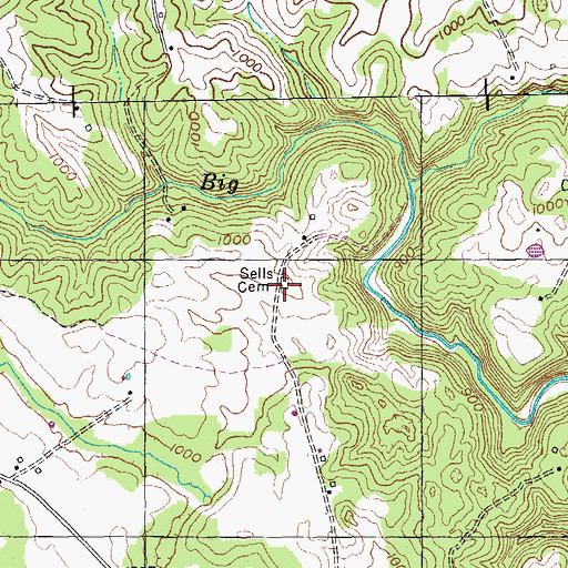 Topographic Map of Sells Cemetery, TN