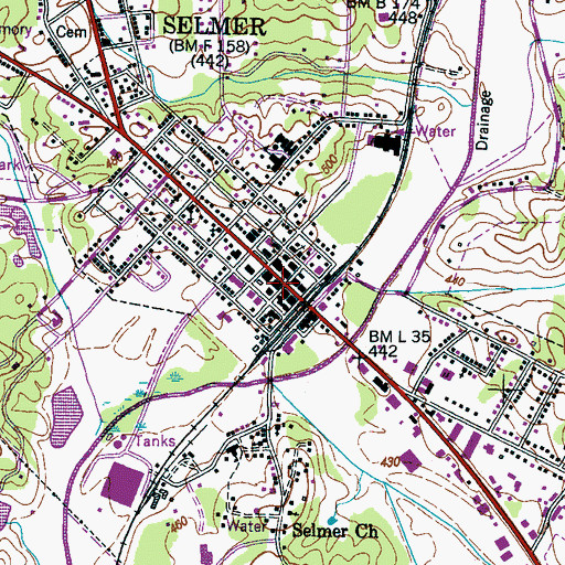 Topographic Map of Selmer, TN