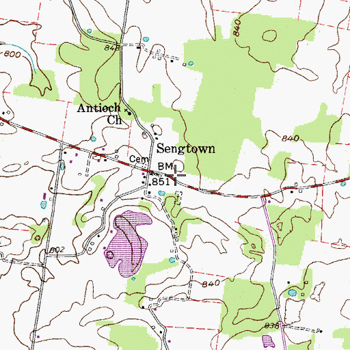 Topographic Map of Sengtown, TN