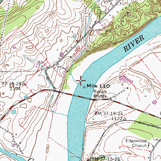 Topographic Map of Sensabaugh Branch, TN