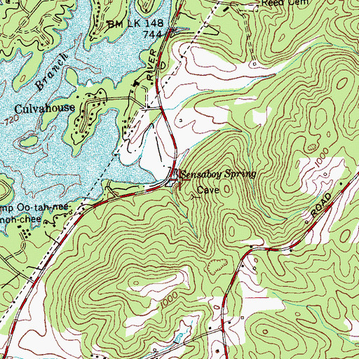 Topographic Map of Sensaboy Spring, TN