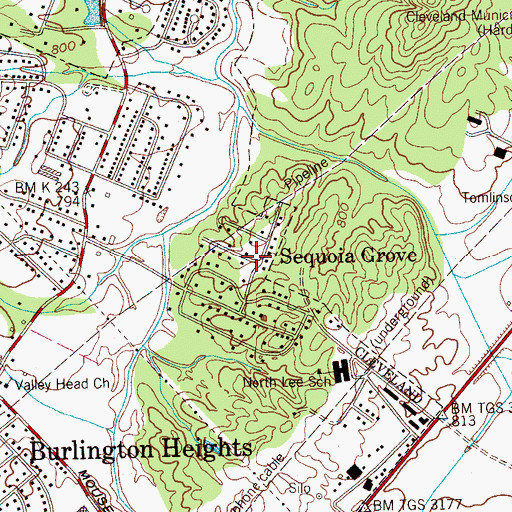 Topographic Map of Sequoia Grove, TN
