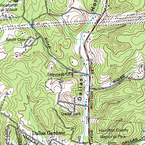 Topographic Map of Sequoyah Church, TN