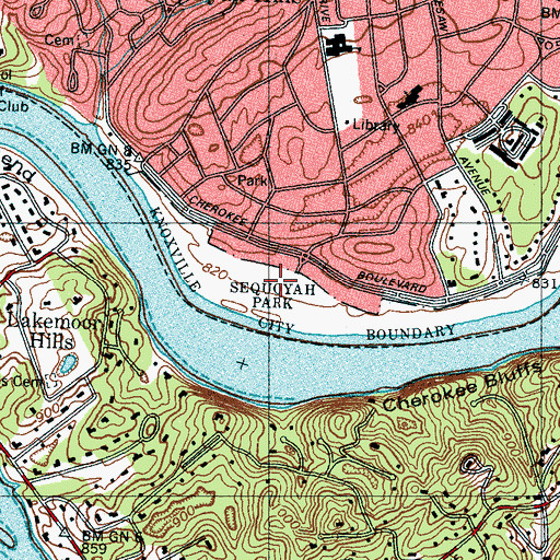 Topographic Map of Sequoyah Park, TN