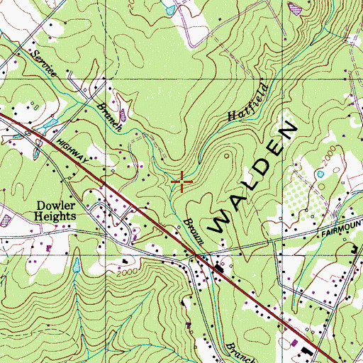 Topographic Map of Service Branch, TN