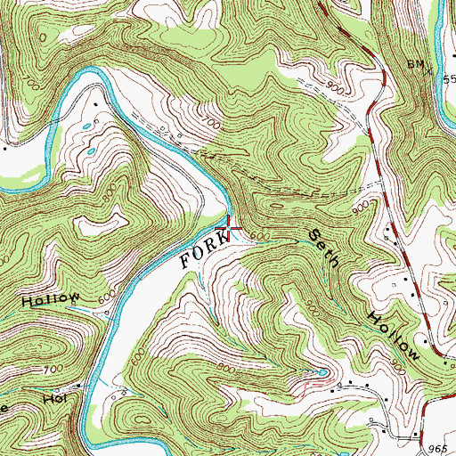 Topographic Map of Seth Hollow, TN