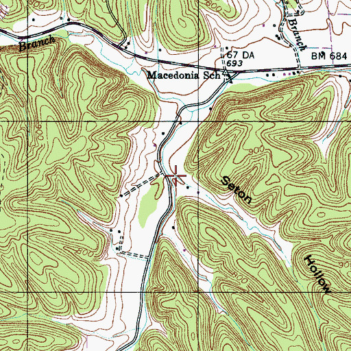 Topographic Map of Seton Hollow, TN