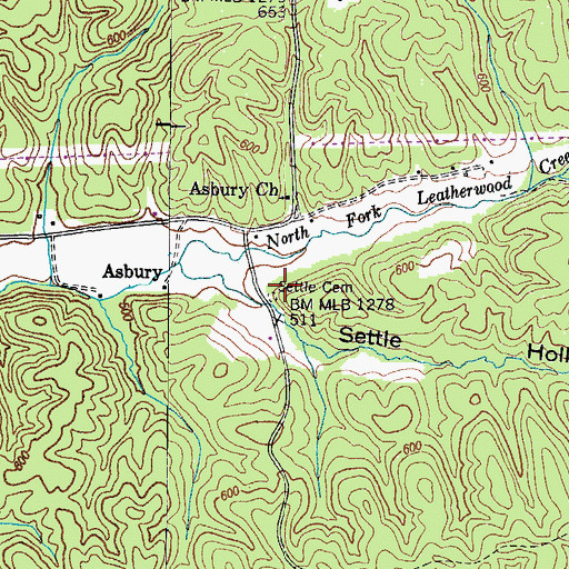 Topographic Map of Settle Cemetery, TN