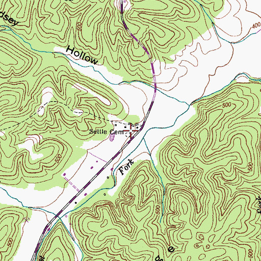 Topographic Map of Settle Cemetery, TN