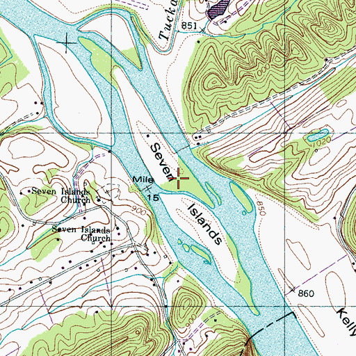Topographic Map of Seven Islands, TN