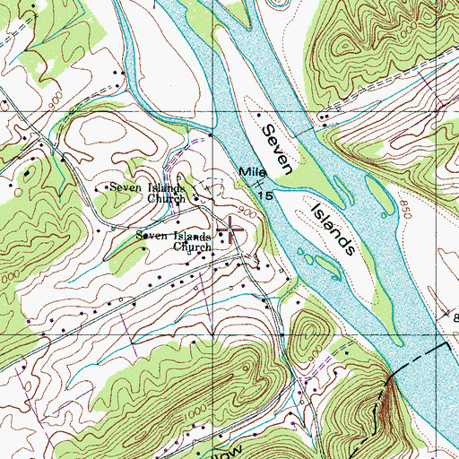 Topographic Map of Seven Islands Church, TN