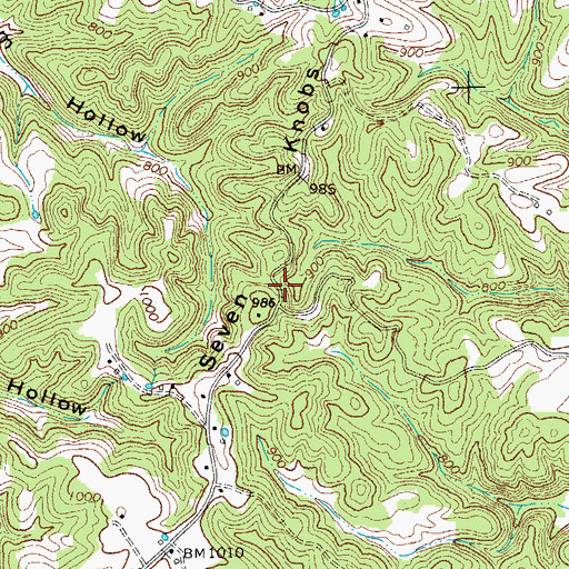 Topographic Map of Seven Knobs, TN