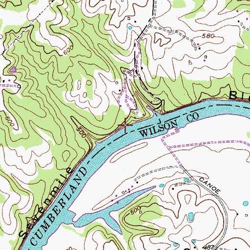 Topographic Map of Sevenmile Bluff, TN