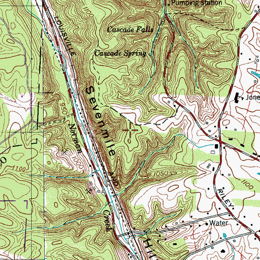 Topographic Map of Sevenmile Hill, TN