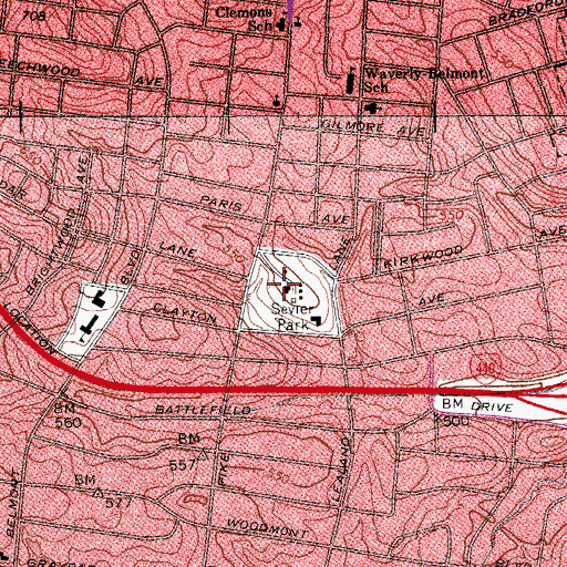 Topographic Map of Sevier Park, TN