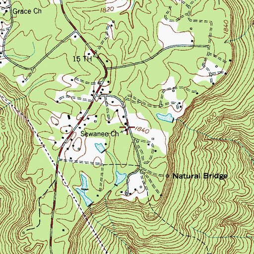 Topographic Map of Sewanee Church, TN