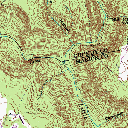 Topographic Map of Sewanee Creek, TN