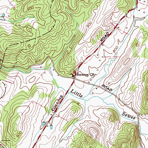 Topographic Map of Sewee Church, TN