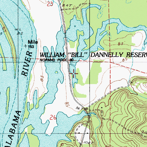 Topographic Map of Choctaw County School Lake, AL