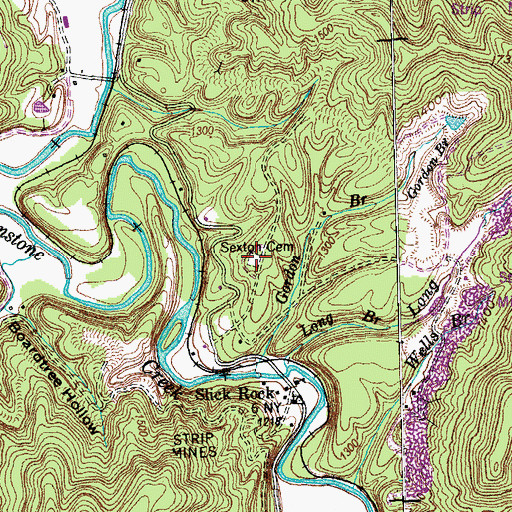 Topographic Map of Sexton Cemetery, TN