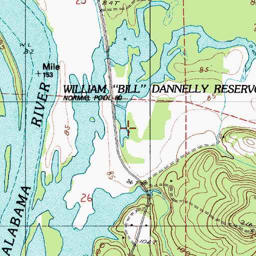 Topographic Map of Choctaw County School Lake Dam, AL