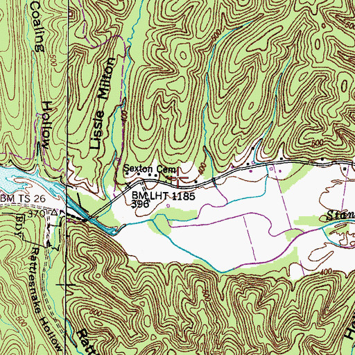 Topographic Map of Sexton Cemetery, TN