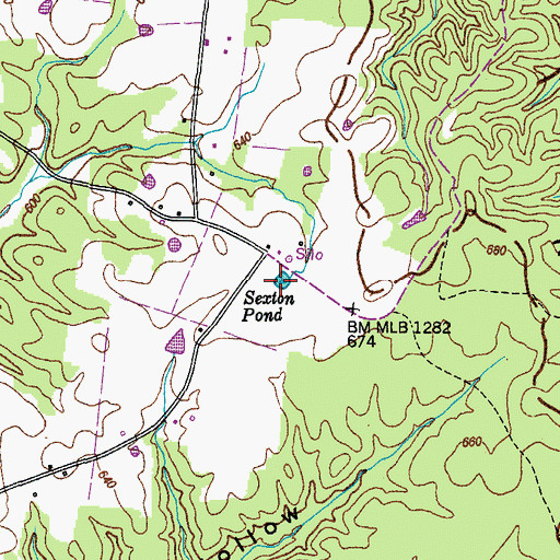Topographic Map of Sexton Pond, TN