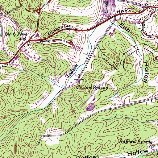 Topographic Map of Sexton Spring, TN