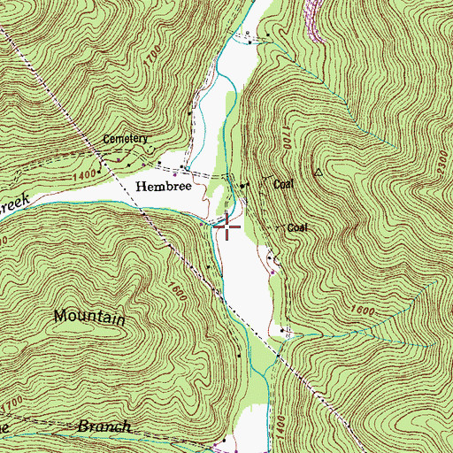 Topographic Map of Shack Creek, TN