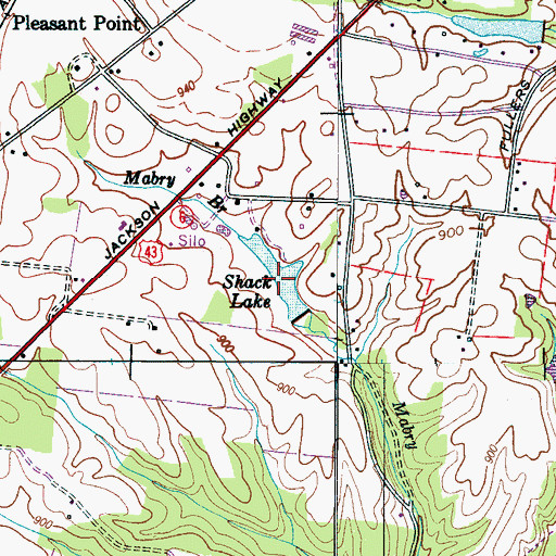 Topographic Map of Shack Lake, TN