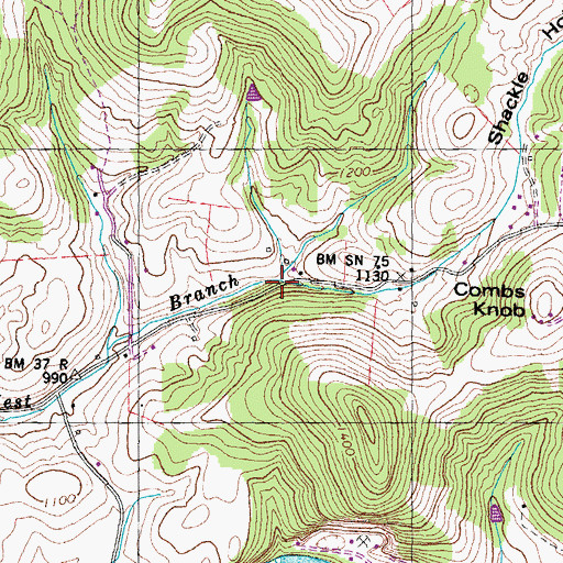 Topographic Map of Shackle Hollow, TN