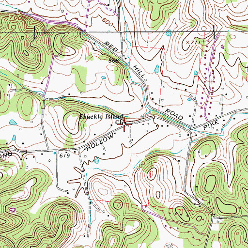 Topographic Map of Shackle Island Church, TN