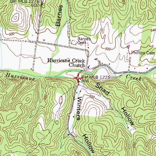 Topographic Map of Shad Hollow, TN