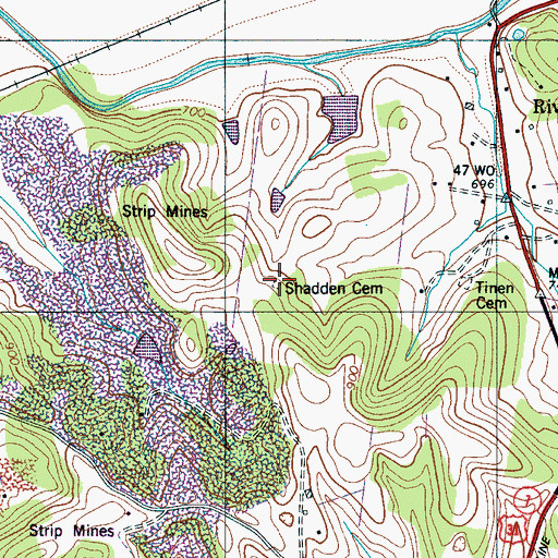 Topographic Map of Shadden Cemetery, TN