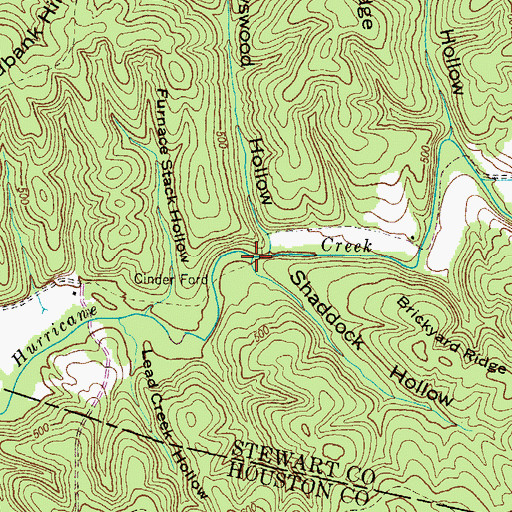 Topographic Map of Shaddock Hollow, TN